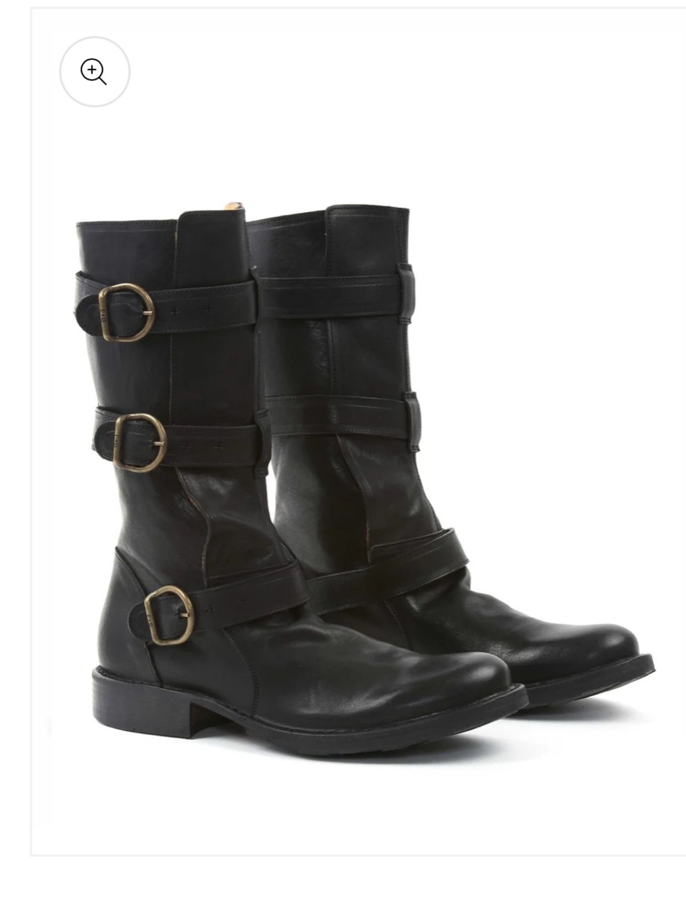 Fiorentini + Baker Eternity 7040 Black Leather Buckle Biker Boots 36/6